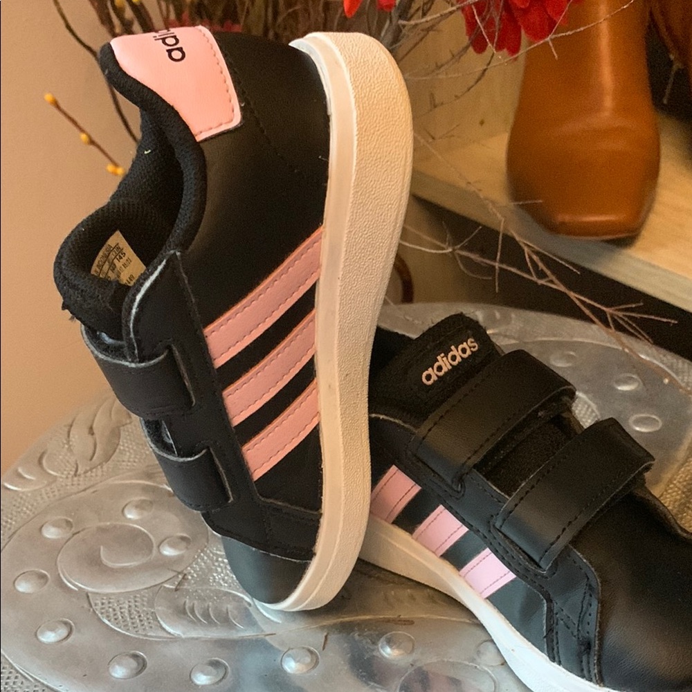 RIYAH’S CLOSET:  Adidas Black and Pink Velcro Sneakers